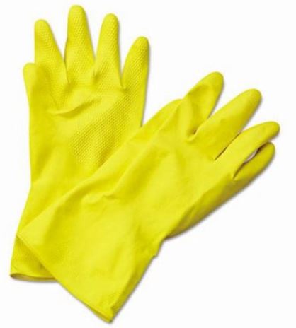 FLOCK LINED LATEX CLEANING GLOVE YELLOW XL 12/