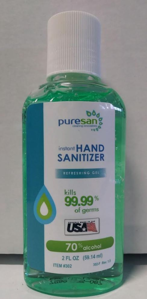 Product PS302: PS GEL HAND SANITIZ 2OZ 80/ 70% ALCOHOL PPE